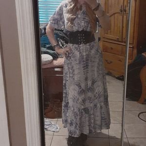 Shein ruffle peasant style maxi dress